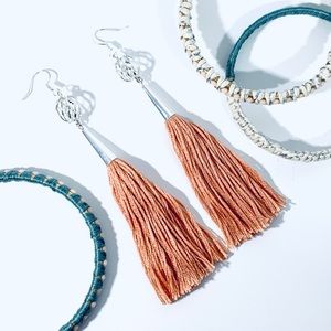 STIX+STONZ .925 Peach Tassel Earrings - Handmade